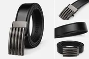 Men’s Black Automatic Ratchet Belt – Textured Gunmetal Buckle