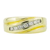 0.20ctw Round Diamond Men's Wedding Band Ring in 14K Yellow Gold - Size 9