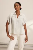 ARIA LINEN TOP IN CHALK