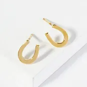 18K Gold Dipped Brass Horseshoe Stud Earrings