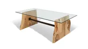 1071 Maple Live Edge Planar Base Glass Table 84" x 42"