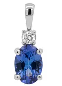 14K W OVAL TANZANITE .05 CTTW DIAMOND PENDANT