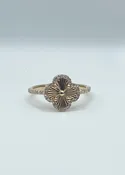14K Yellow Gold Fluted Quatrefoil Ring - 0.24ct Diamonds
