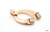 14K Solid Rose Gold Horseshoe Charm Pendant with  Diamonds
