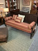 Antique Oak Red Upholstery Settee