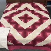 Amish Log Cabin Quilt in Shades of Cherry Red