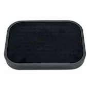 10 5/8" x 7 5/8" Black Brushed Aluminum Black Velvet 76 Ring Display Tray