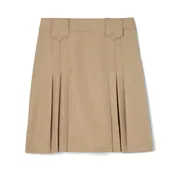 AK11GH - Front Pleated Tab Skirt- Adjustable Waist - Navy and Khaki
