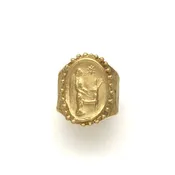 Angel, deer, star image from an impression from an ancient Roman stone seal on a fluid band with mock granulation