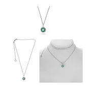 14K White Gold emerald and Diamond Necklace