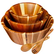 Handcrafted Acacia Wood Salad Bowl Set