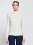 2x1 Fine Rib Long Sleeve Turtleneck in Cream