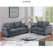 2pcs Dark Gray Sofa & Loveseat