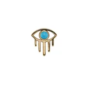 Amulet eye threadless end with turquoise in yellow gold
