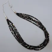 5 strand Jet Multi Color Necklace by Jose Rosetta