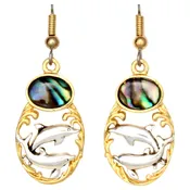 Abalone Shell Dolphin Earrings