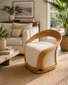 Natural Rattan Retro Lounge Chair