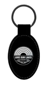 "Love Our Lakes" Engraved leather keychain — Swift Printing