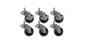Coldline 2.5" Swivel Steam Casters, 3 with Side Brake (Set of 6)