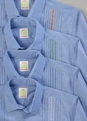 Blue End-on-End Short Sleeve Custom Made-to-Order Guayabera Shirt