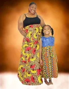 Queen Wrap Skirt _ yellow and red fabric design