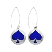 Ace of Spades Lapis Lazuli and Sterling Silver Hanging Earrings