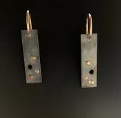 Sterling Silver Patina &amp; 14k Yellow Gold Earrings