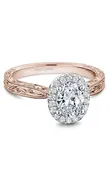 14K Rose Gold and 14K White Gold Halo Oval Engagement Ring