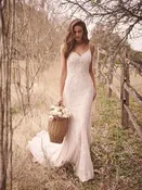 Ambreal – Crepe Sheath Wedding Dress with Illusion Back by Maggie Sottero