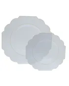 10"Scalloped Clear Plates - Gold Trim