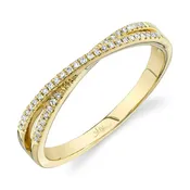 14K White Gold 0.09 Carat Diamond Crossover Band