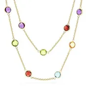 14k Checkerboard Gemstone By The Yard Necklace (29.0.cts.tw)
