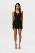 Bandage Halter Grommet Mini Dress