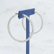 14kt White Gold Diamond Hoop Earrings