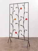 Art Glass and Wrought Iron Room Divider — OAM