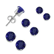 3mm - 4mm - 5mm Triple Set Birthstone Gemstone Silver Stud Earrings