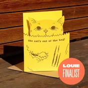 Cats Out of the Bag Letterpress Greeting Card MEOW! — M.C. Pressure