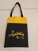 Personalized black Girls purse - Custom applique with honey bee trim
