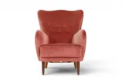 1930s DANISH LOUNGE CHAIR IN ORIGINAL ROSE VELOUR