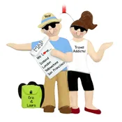 Addicted To Travel Couple With Map Ornament