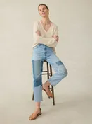 90S Crop Patchwork Jean - Heirloom Indigo Wash