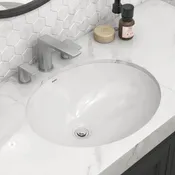 Ruvati 14-3/4 x 11 inch Undermount Bathroom Vanity Sink White Oval Porcelain Ceramic with Overflow – RVB0616