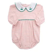 Itsy Bitsy Baby Girls Pink Microstripe Golf Bubble with Embroidered Collar