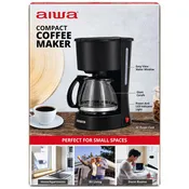 Aiwa WCF11007BLK Compact Coffee Maker, 6 Cup (22 oz), Reusable Filter, Coffee Scoop, Non-Stick Warming Plate - Black