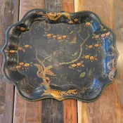 ANTIQUE TOLEWARE TRAY HANDPAINTED