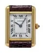 Cartier Tank Louis 866001 Yellow Gold White Roman Burgundy Leather Quartz #I1985
