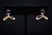 14k Rose Gold Amethyst and Diamond Earrings