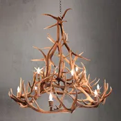 12 Light Elk Wagon Wheel Tall Antler Chandelier AWC-87