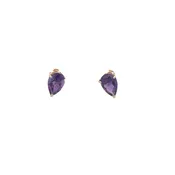 10KY Pear Shaped Amethyst Post Earrings