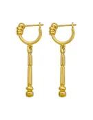 Gold Baton Earrings — Ruby, Emerald